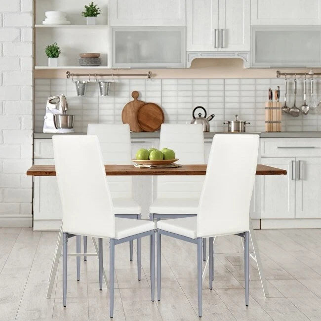 Ensemble de 4 chaises de salle à manger élégantes en cuir PVC avec pieds en métal massif - 16,0 x 20,0 x 38,5 (L x P x H)