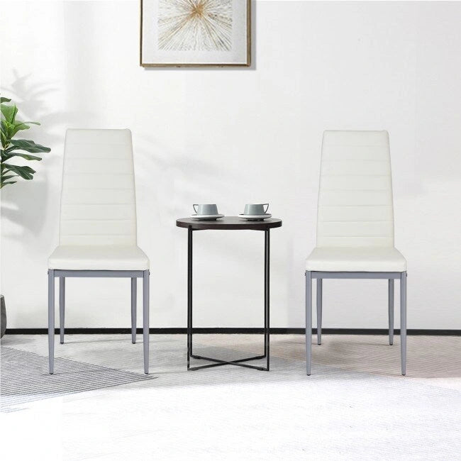 Ensemble de 4 chaises de salle à manger élégantes en cuir PVC avec pieds en métal massif - 16,0 x 20,0 x 38,5 (L x P x H)