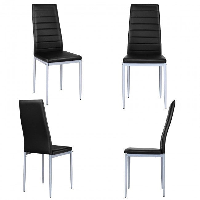 Ensemble de 4 chaises de salle à manger élégantes en cuir PVC avec pieds en métal massif - 16,0 x 20,0 x 38,5 (L x P x H)