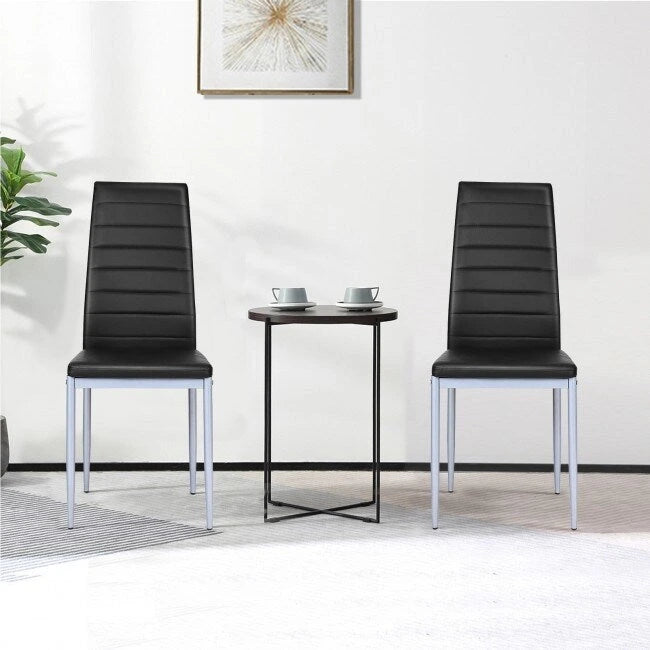 Ensemble de 4 chaises de salle à manger élégantes en cuir PVC avec pieds en métal massif - 16,0 x 20,0 x 38,5 (L x P x H)