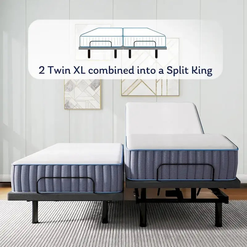 Cadre de lit ajustable, inclinaison de la tête et des pieds, télécommande sans fil, sommier articulé zéro gravité