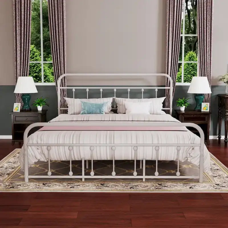 Cadre de lit plateforme en métal style vintage simple Alazyhome, montage facile