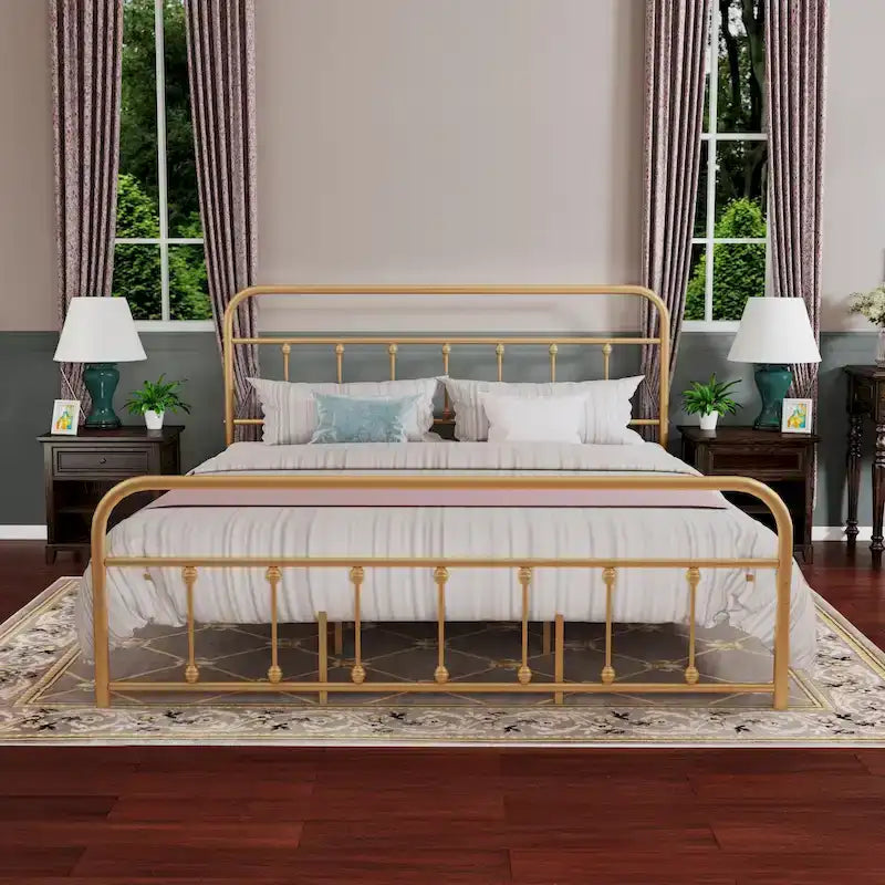 Cadre de lit plateforme en métal style vintage simple Alazyhome, montage facile