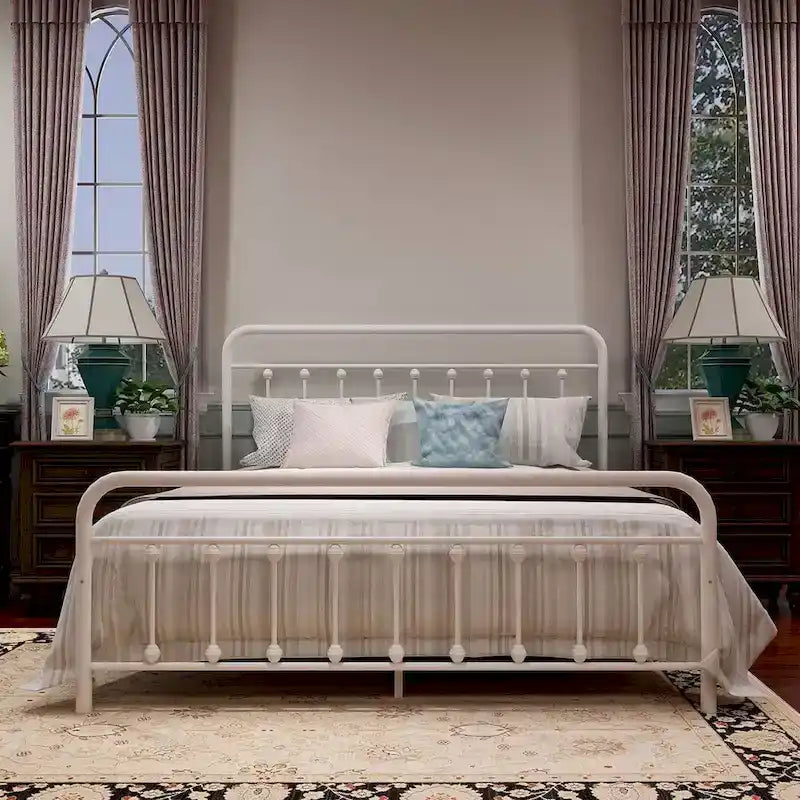 Cadre de lit plateforme en métal style vintage simple Alazyhome, montage facile