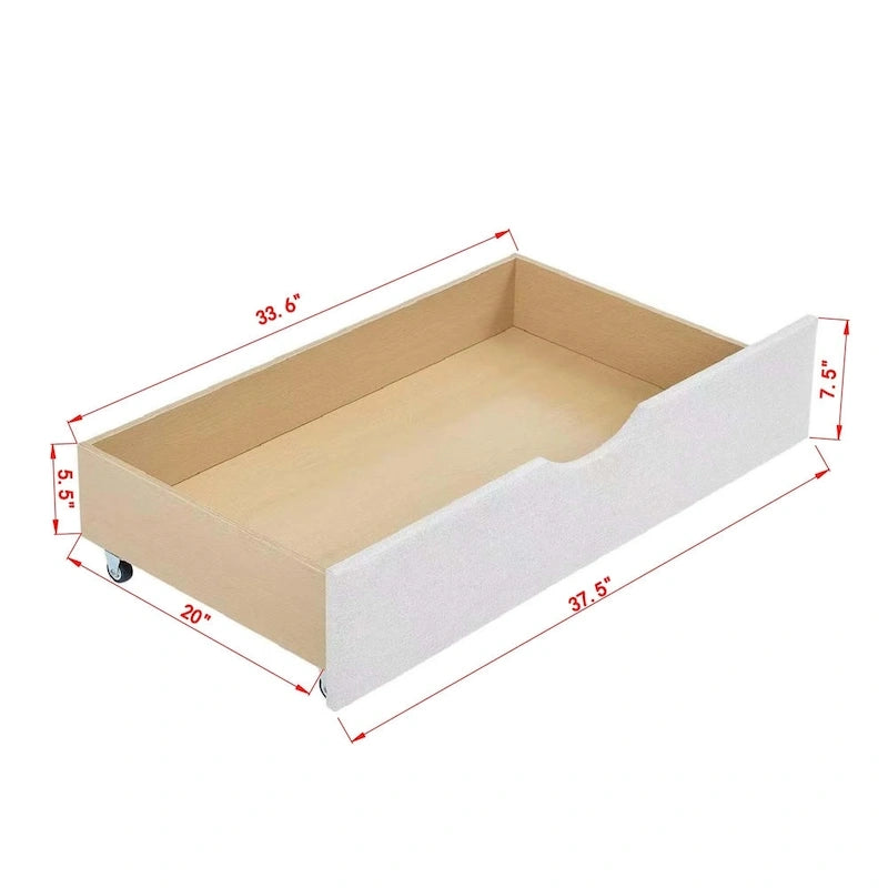 Lit de jour avec tiroirs, capitonné et rembourré