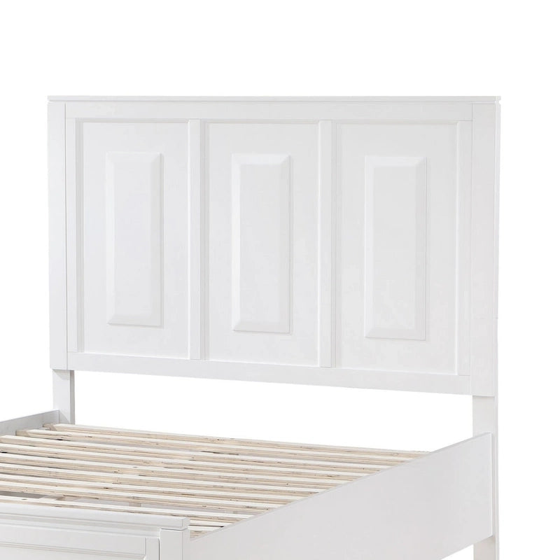 Lit plateforme Thiem Queen Size avec 2 tiroirs de rangement, finition bois blanc