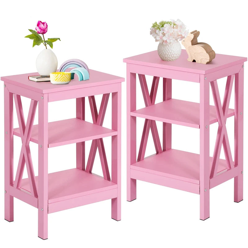 Ensemble de 2 tables de chevet Javlergo, petites tables d'appoint modernes avec étagères de rangement ouvertes