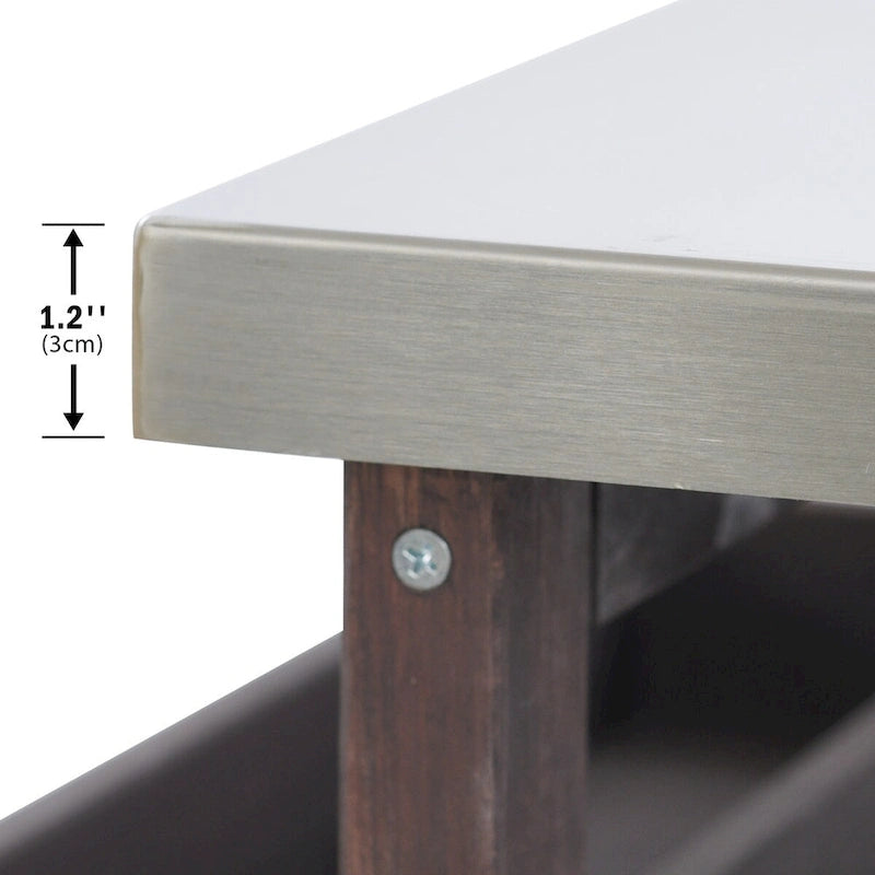 Îlot de cuisine extérieure avec chariot à roulettes et plan de travail en acier inoxydable