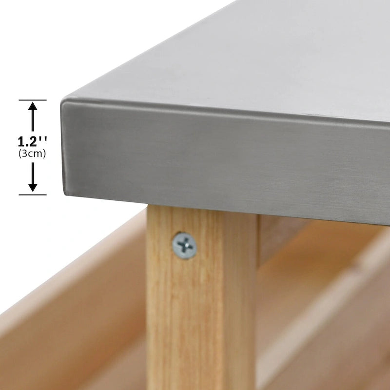 Îlot de cuisine extérieure avec chariot à roulettes et plan de travail en acier inoxydable