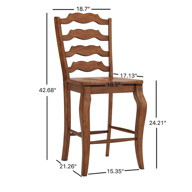 Chaises de comptoir Eleanor à dossier échelle en bois (lot de 2) par iNSPIRE Q Classic
