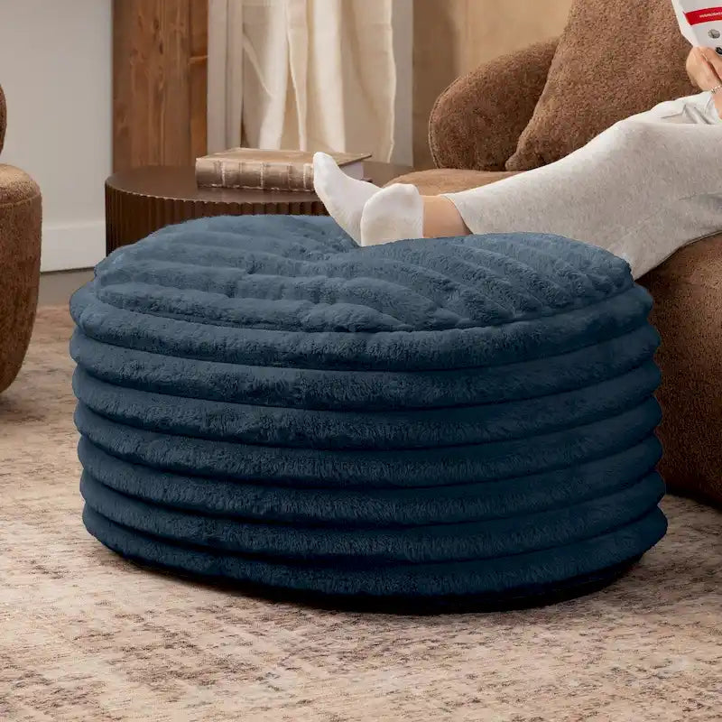 Pouf Jaxx Paran - Ottoman moelleux en fausse fourrure pour un intérieur moderne