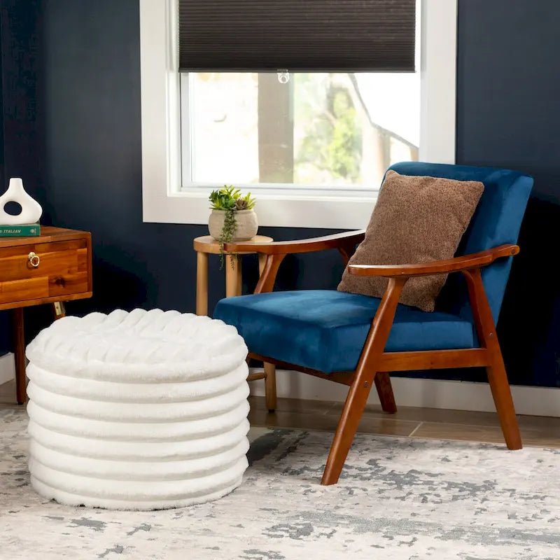 Pouf Jaxx Paran - Ottoman moelleux en fausse fourrure pour un intérieur moderne