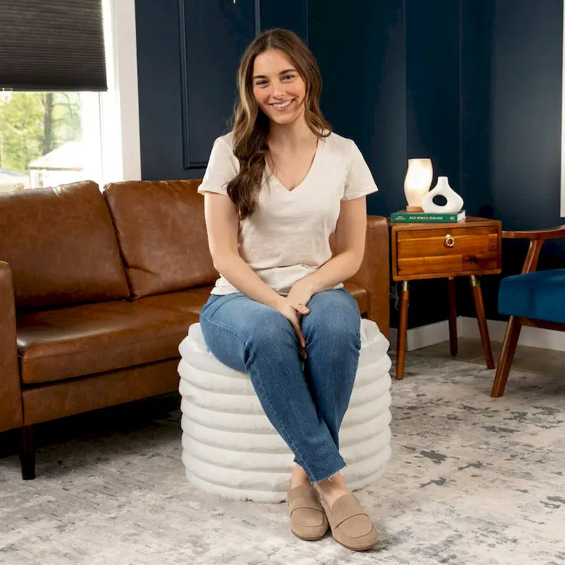 Pouf Jaxx Paran - Ottoman moelleux en fausse fourrure pour un intérieur moderne