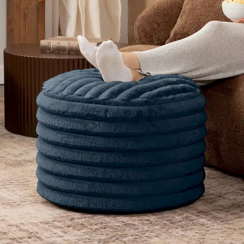 Pouf Jaxx Paran - Ottoman moelleux en fausse fourrure pour un intérieur moderne