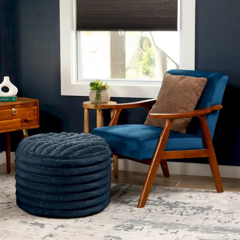 Pouf Jaxx Paran - Ottoman moelleux en fausse fourrure pour un intérieur moderne