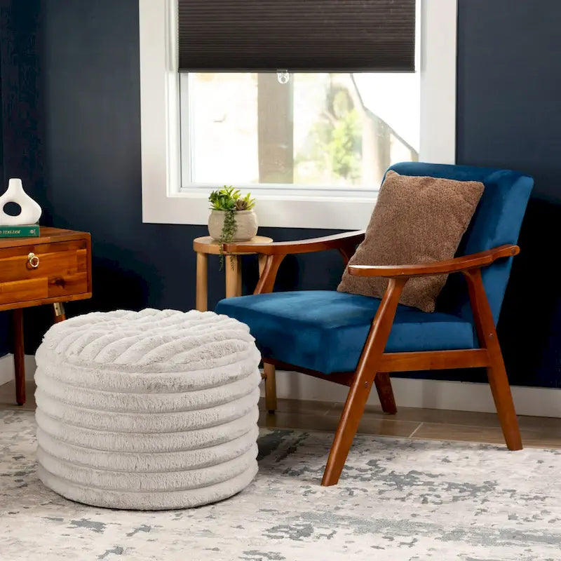 Pouf Jaxx Paran - Ottoman moelleux en fausse fourrure pour un intérieur moderne