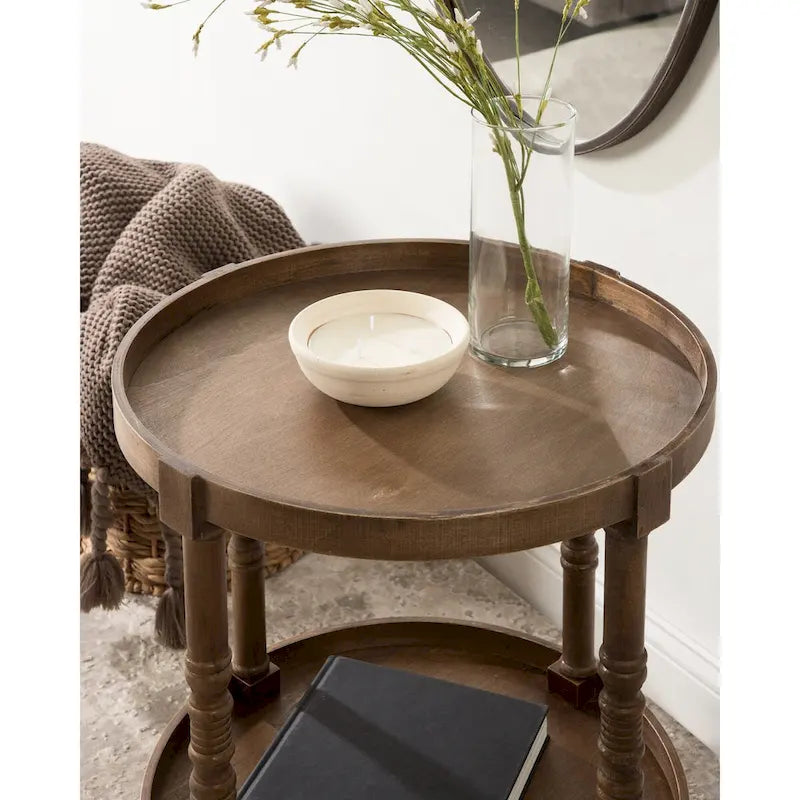 Table d'appoint ronde en bois Kate et Laurel Bellport