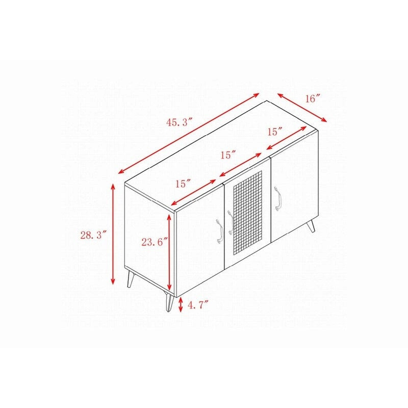 Meuble trois portes 45,3W en rotin naturel - Non disponible