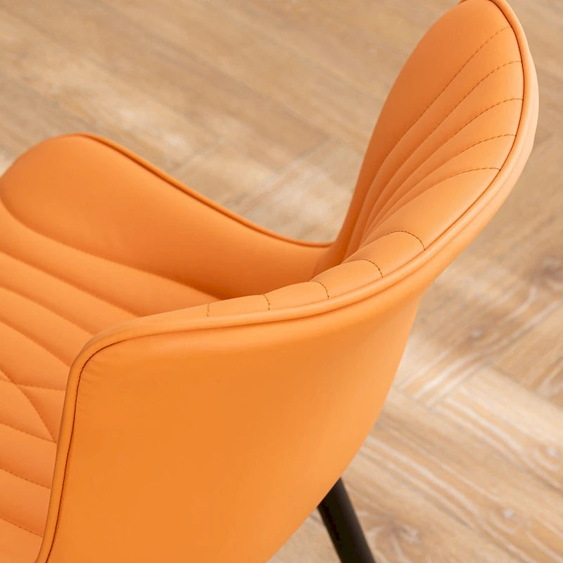 Ensemble de 2 chaises de salle à manger modernes sans accoudoirs, revêtues de cuir.