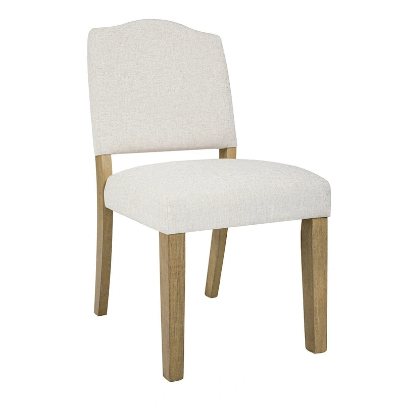 Chaise de salle à manger rembourrée à dossier ouvert HomePop - Tissu texturé crème (Emballage individuel)