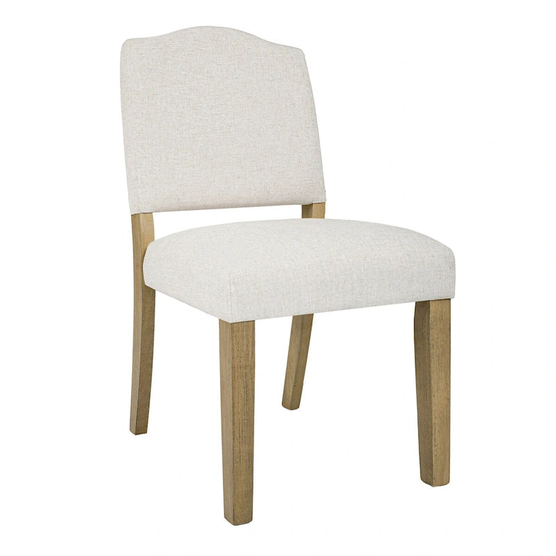 Chaise de salle à manger rembourrée à dossier ouvert HomePop - Tissu texturé crème (Emballage individuel)