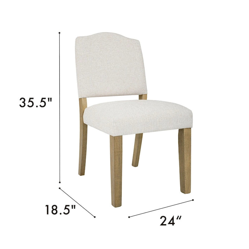 Chaise de salle à manger rembourrée à dossier ouvert HomePop - Tissu texturé crème (Emballage individuel)