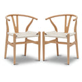 Chaises en poly et écorce tressée - Structure en bois massif (lot de 2)