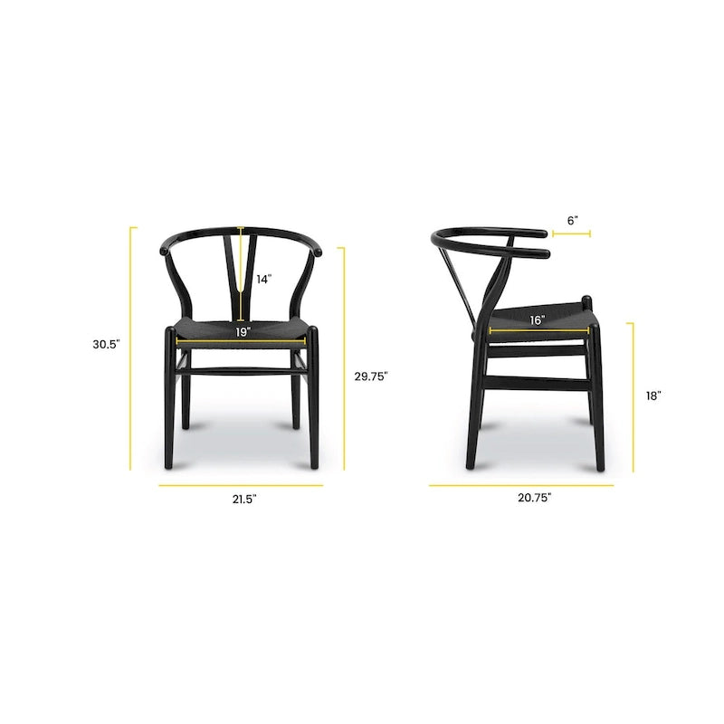 Chaises en poly et écorce tressée - Structure en bois massif (lot de 2)