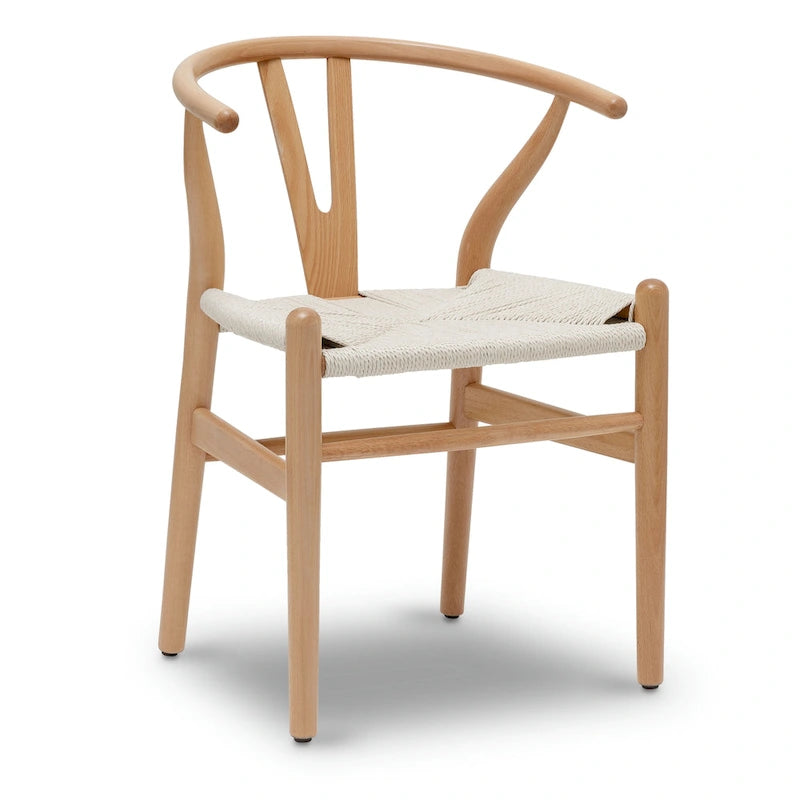 Chaises en poly et écorce tressée - Structure en bois massif (lot de 2)