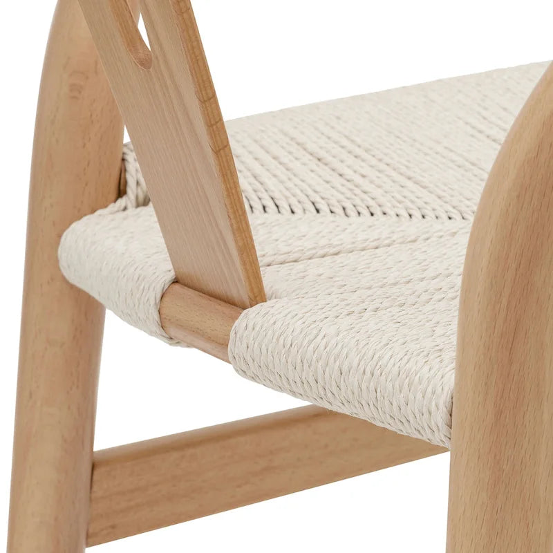 Chaises en poly et écorce tressée - Structure en bois massif (lot de 2)
