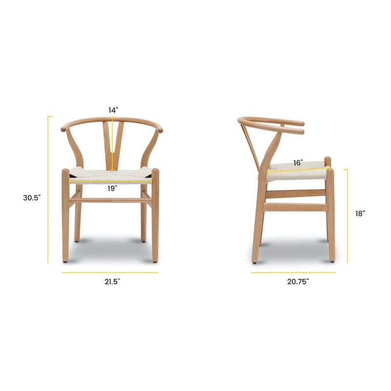 Chaises en poly et écorce tressée - Structure en bois massif (lot de 2)