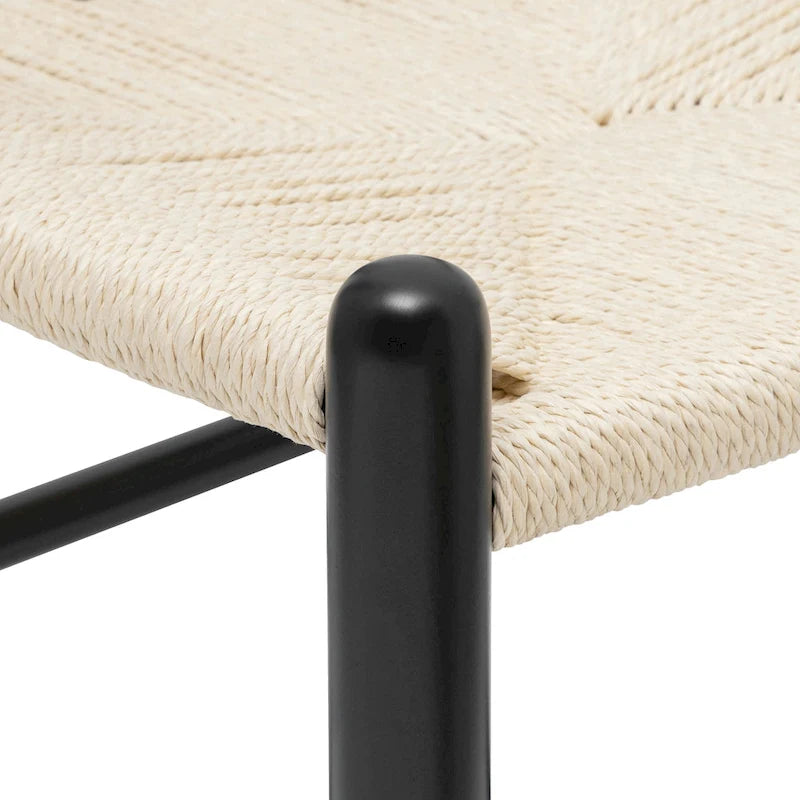 Chaises en poly et écorce tressée - Structure en bois massif (lot de 2)