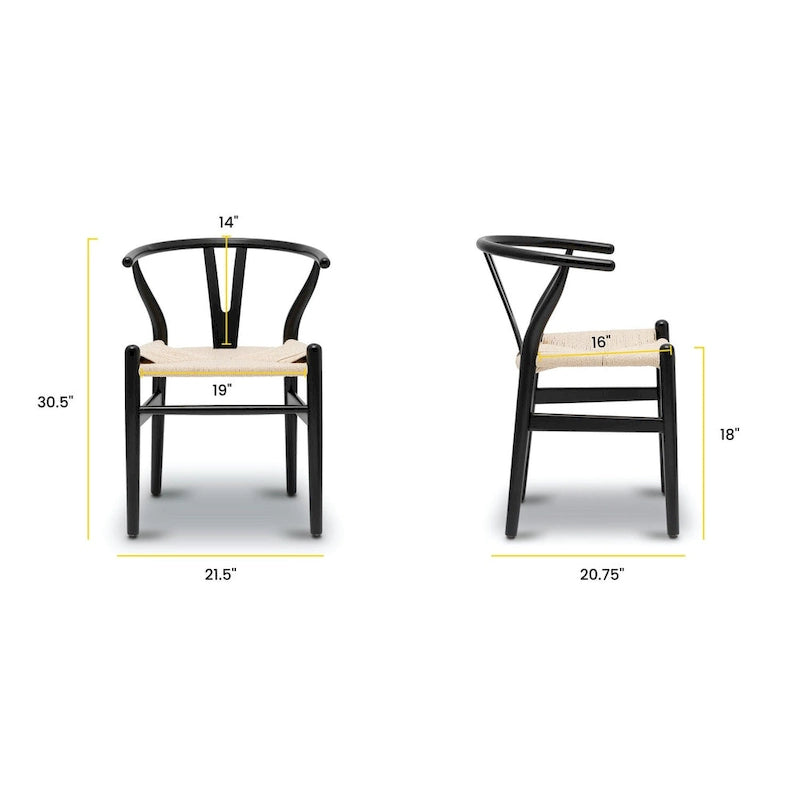 Chaises en poly et écorce tressée - Structure en bois massif (lot de 2)
