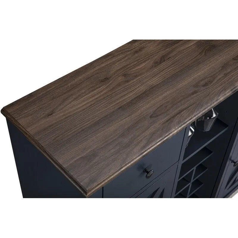 Cave à vin moderne à portes croisées de 119 cm avec casier à vin intégré - Largeur 119 cm