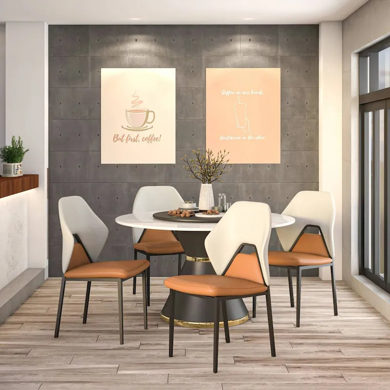 Chaise de salle à manger Eclat en cuir noir et fer, chaise d'appoint de cuisine moderne rembourrée