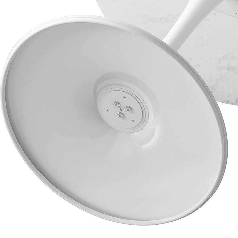 Table de cuisine ou de salle à manger ronde Grondin de style moderne du milieu du siècle, avec plateau en MDF de qualité supérieure et pied central en acier.