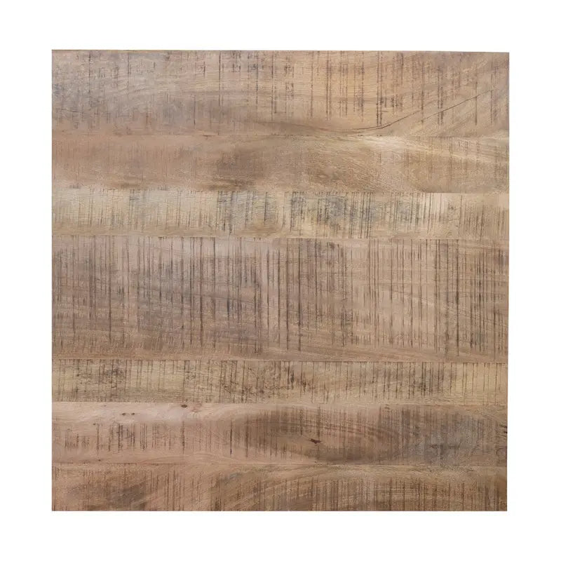 Table de salle à manger carrée de 122 cm (48 pouces), en bois de manguier massif avec pieds en métal robustes de type araignée.