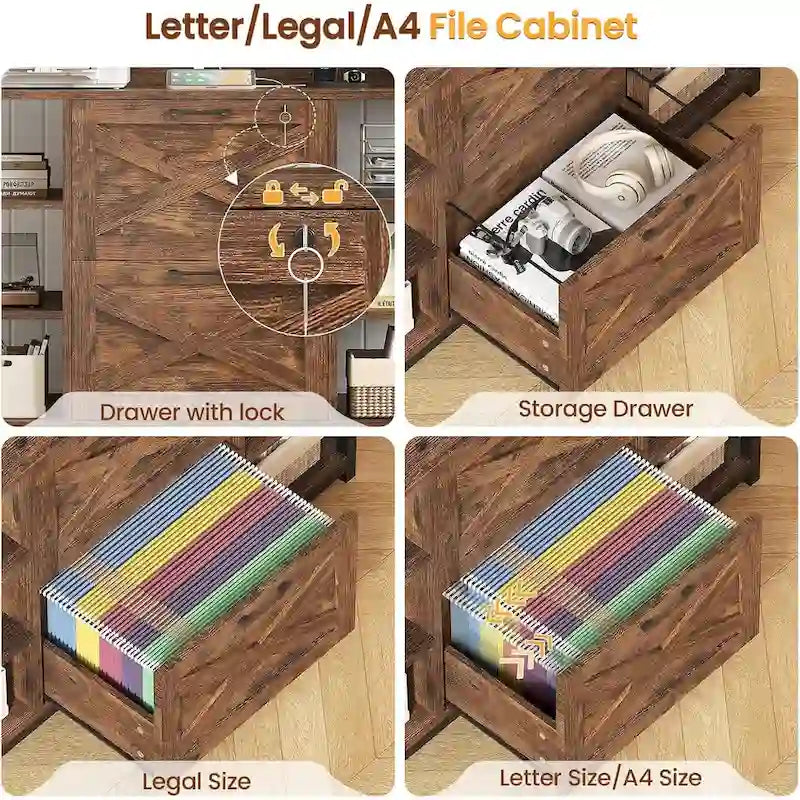 Armoire à dossiers suspendus à 6 niveaux avec serrure et station de recharge verticale