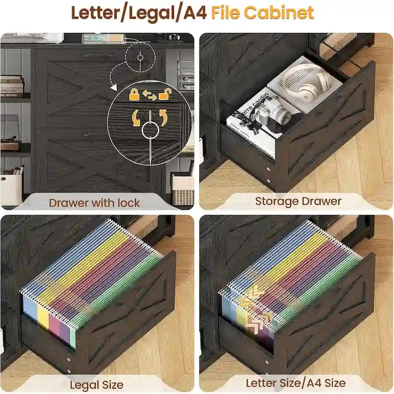 Armoire à dossiers suspendus à 6 niveaux avec serrure et station de recharge verticale