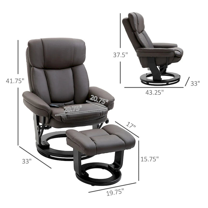 Fauteuil inclinable massant HOMCOM en cuir PU avec repose-pieds