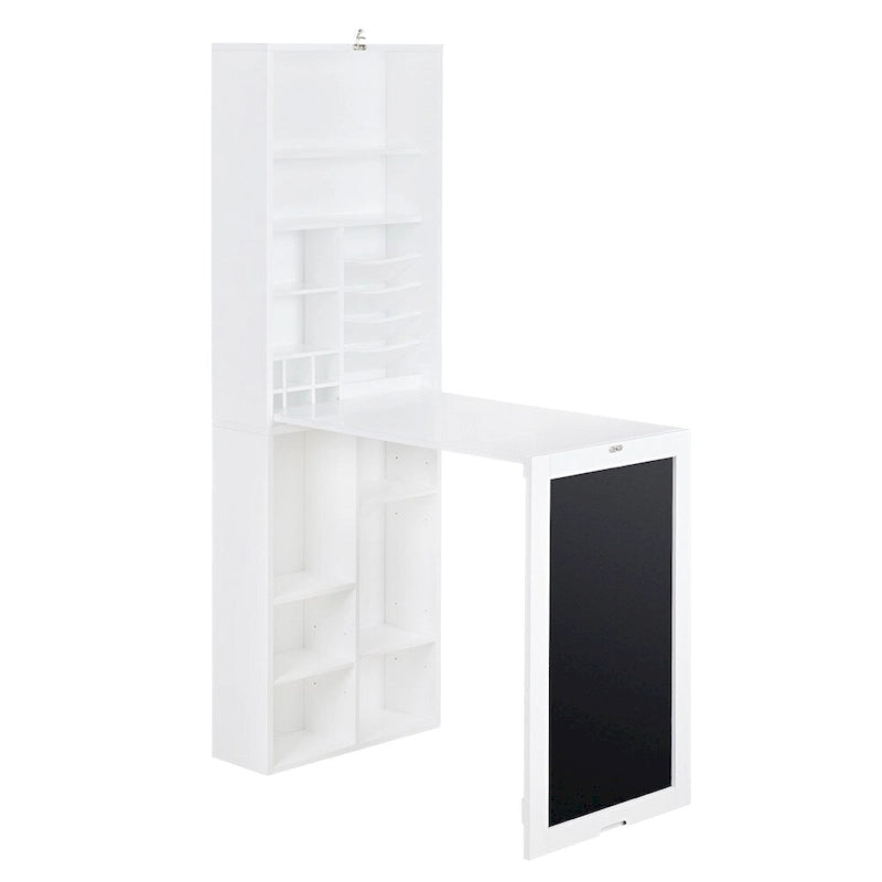 Bureau pliable Utopia Alley avec rangement intégré et étagères inférieures, blanc