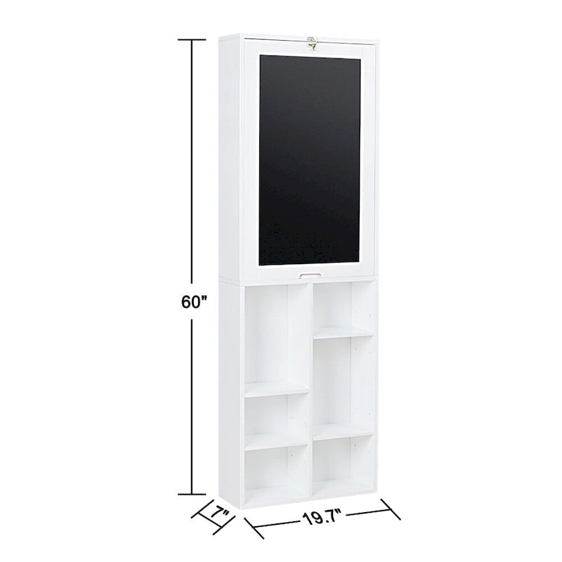 Bureau pliable Utopia Alley avec rangement intégré et étagères inférieures, blanc