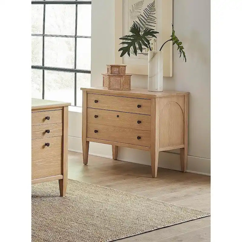 Classeur latéral moderne en bois, tiroir de rangement pour dossiers, tiroir de bureau, entièrement assemblé, marron clair