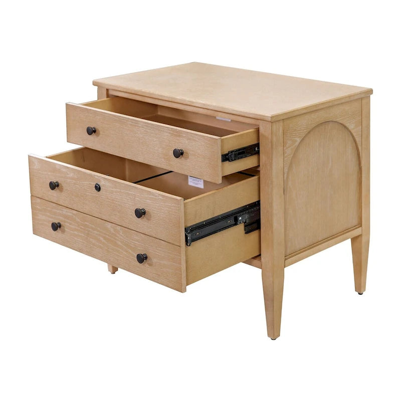 Classeur latéral moderne en bois, tiroir de rangement pour dossiers, tiroir de bureau, entièrement assemblé, marron clair