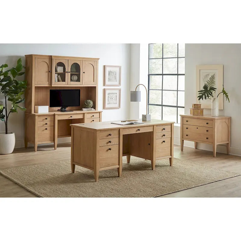 Classeur latéral moderne en bois, tiroir de rangement pour dossiers, tiroir de bureau, entièrement assemblé, marron clair