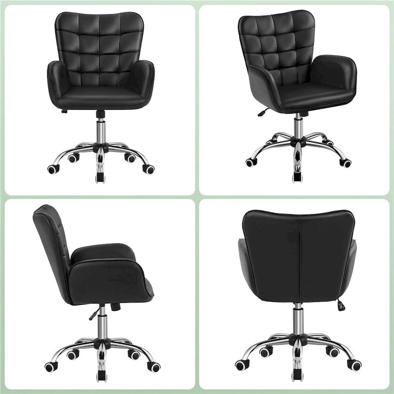 Chaise de bureau Yaheetech en similicuir avec accoudoirs rembourrés - Chaise de bureau moderne - Non disponible