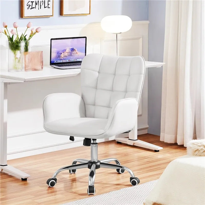 Chaise de bureau Yaheetech en similicuir avec accoudoirs rembourrés - Chaise de bureau moderne - Non disponible