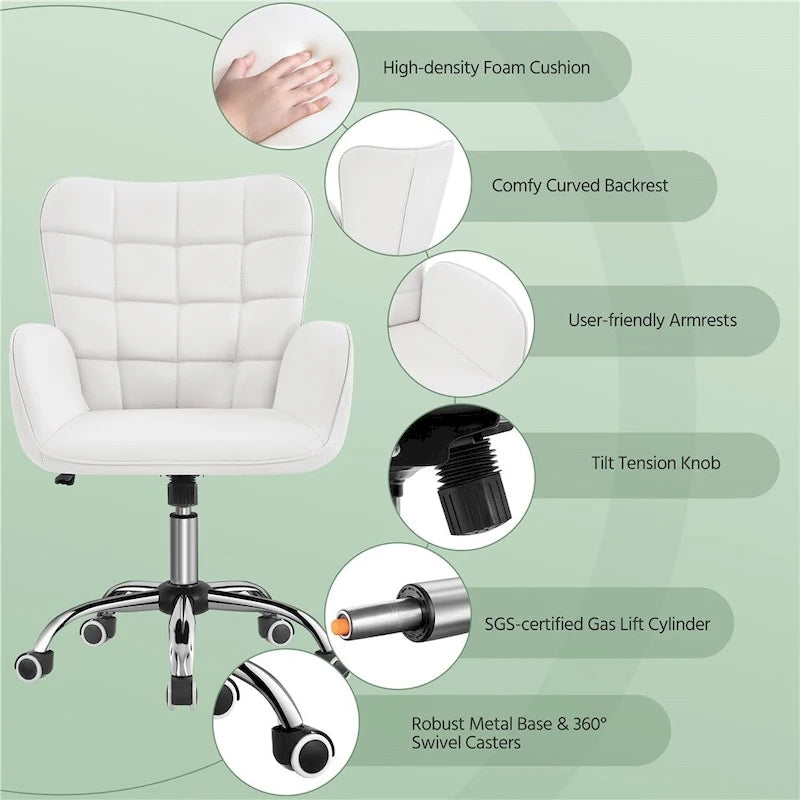 Chaise de bureau Yaheetech en similicuir avec accoudoirs rembourrés - Chaise de bureau moderne - Non disponible