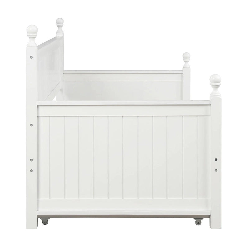Lit de jour moderne White+Trundle pour une personne avec lit gigogne et rangement dissimulé