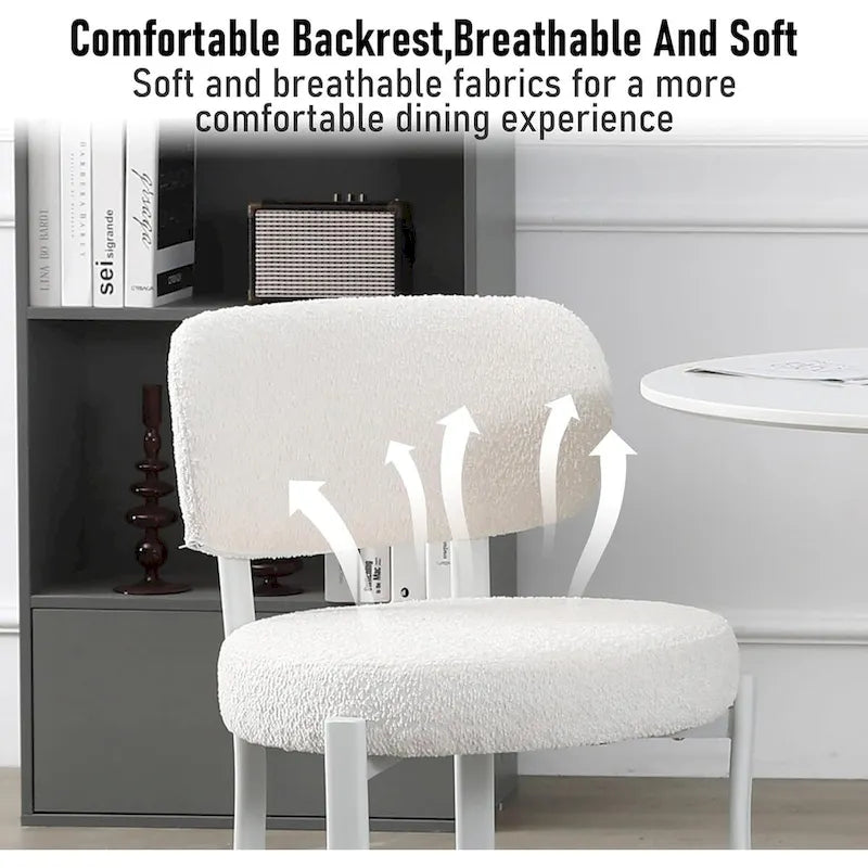 Chaises de salle à manger modernes rembourrées en boucle XINMICS avec pieds en métal blanc